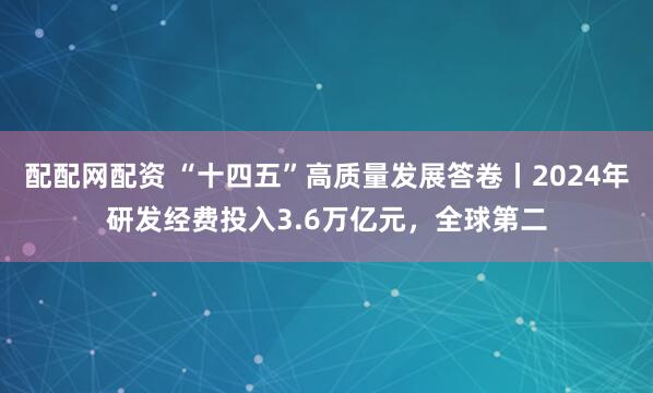 配配网配资 “十四五”高质量发展答卷丨2024年研发经费投入3.6万亿元，全球第二